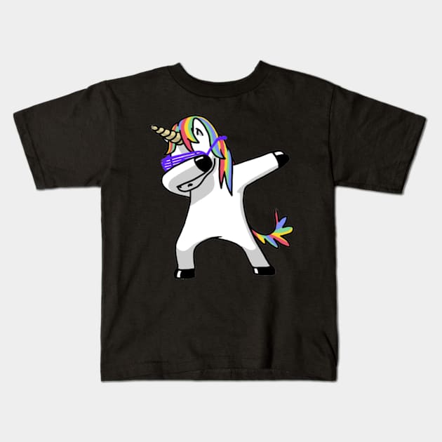 Dabbing Unicorn Kids T-Shirt by Xaojin Hu